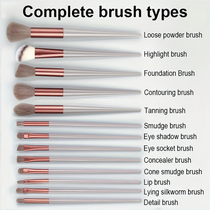 Full set of soft synthetic brushes for quick and easy makeup application, suitable for beginners and professional makeup artists. Convenient for travel. Perfect Valentine's Day gift.