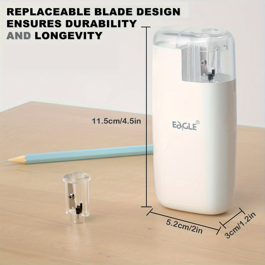 Portable Eagle Electric Pencil Sharpener for Colored Pencils 6-8mm, Pocket-Sized with Patented Design, Ideal for Art Classroom, Home, and Office.