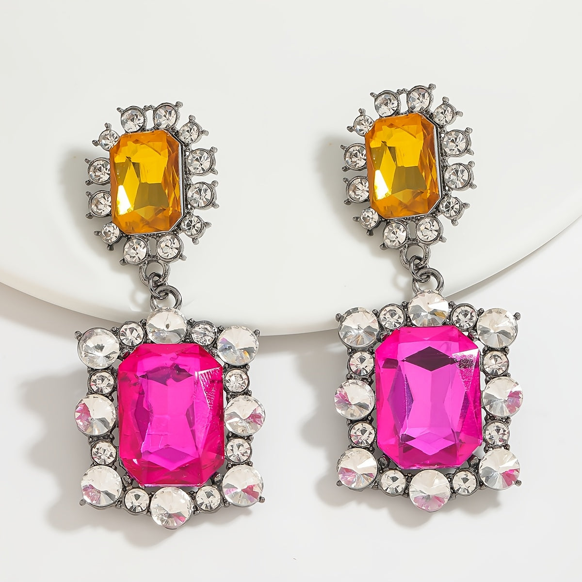 Exquisite Pink Rhinestone Dangle Earrings with Irregular Square & Teardrop Shapes, Crafted from Alloy with Stainless Steel Posts, Stylish Wing Design, Ideal Valentine's Day Gift, Timeless Jewelry for Women suitable for Any Occasion.