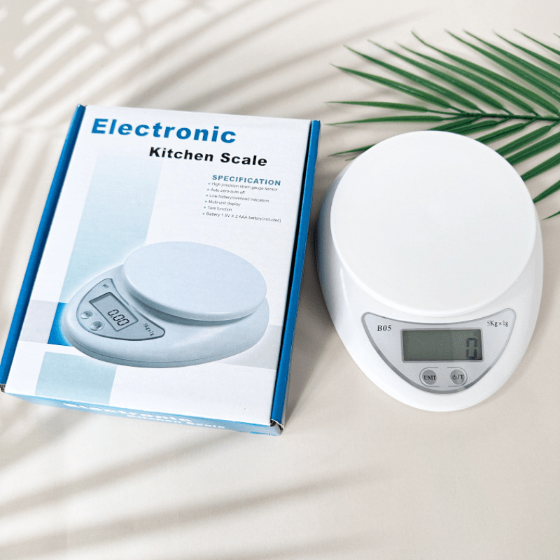 Digital kitchen scale for precise weighing of food, baking, household, restaurant, and office use. Compact, easy to use, and accurate. Battery not included.