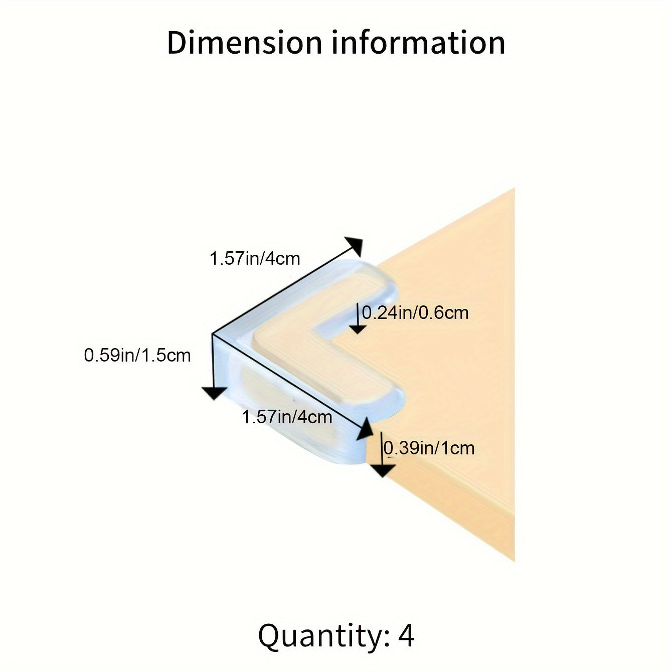 Защититель углов стола от столкновений с силиконовым покрытием прямого угла - Набор из 4 штук
