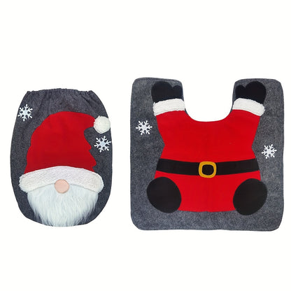 Set of 2 Santa toilet mats for festive Christmas bathroom decor and a Thanksgiving gift for 2023.