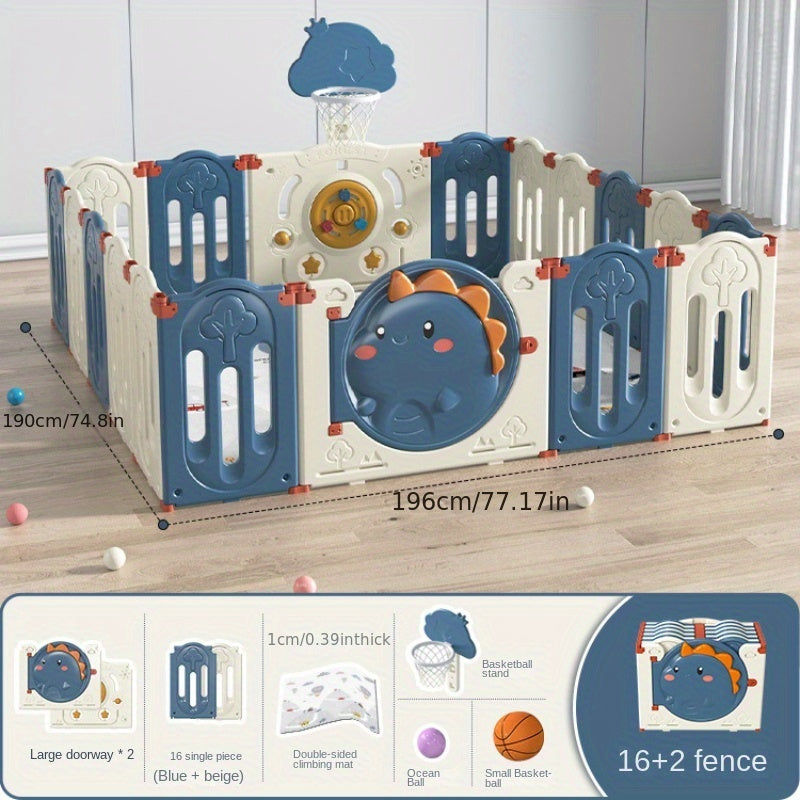 Indoor Baby Playpen Set with Foldable Design, Includes Crawling Mat and Safety Fence.