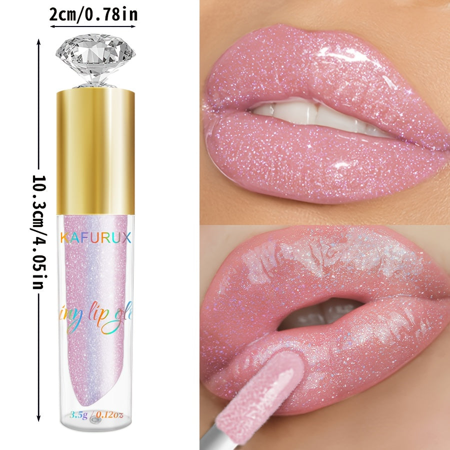 Waterproof pink lip glaze for all skin types, with glossy finish and long-lasting sparkle shine. Non-sticky paste with easy application.