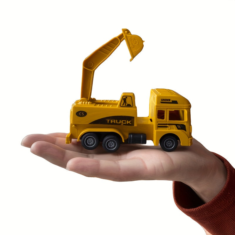 8-piece set includes excavator toy, construction vehicles, and inertia-powered excavator combination - great for learning about transportation tools and as a gift option.