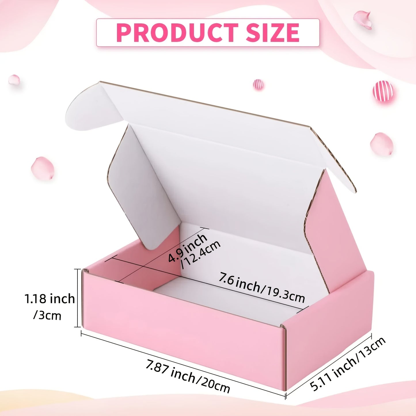 Pack of 10/15/20 Pink Corrugated Cardboard Shipping Boxes, 19.99 x 12.98 x 3.0 cm - Ideal for Jewelry, Cosmetics & Small Items - Perfect for Business & Personal Use, Gift Packaging|Sturdy &