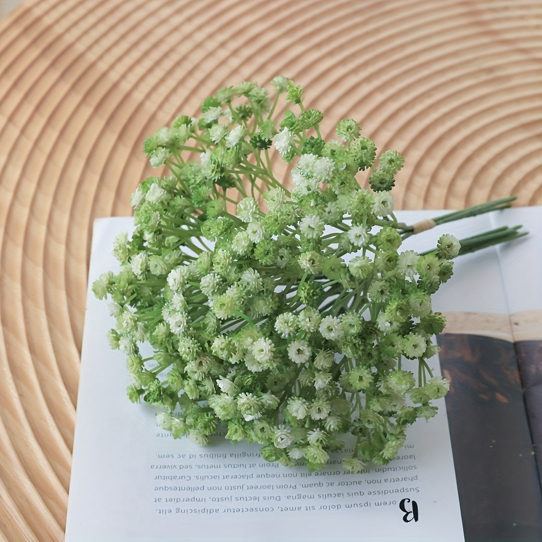 Vibrant artificial Gypsophila bouquet for various occasions, featuring realistic PE Youngsters's Breath flowers. Ideal for weddings, birthdays, bridal showers, and festive holidays. Perfect for home, table, cafe decoration, and photo props.