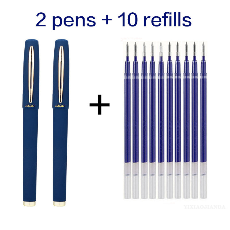 Set of 2 pens with 10 refill cartridges in black, blue, and red ink for writing, drawing, and calligraphy.