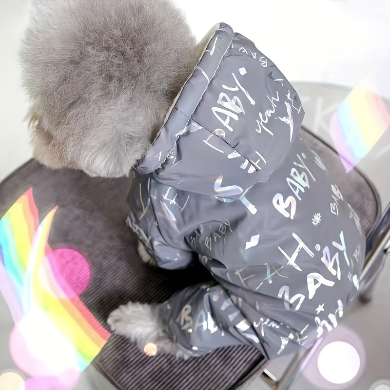 Night Reflective Grey Pet Clothes for Cats and Dogs, Suitable for Autumn and Winter.