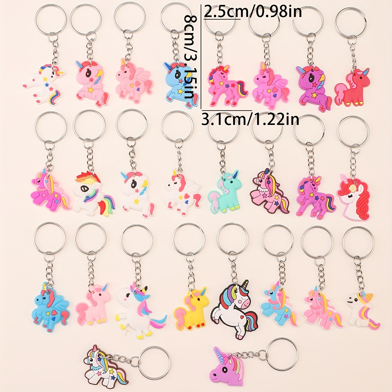 Set of 26 PVC Unicorn Series Keychains for Men, Stylish and Adorable Jewelry Accessories, Perfect Small Gift for Anniversary