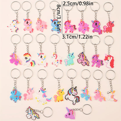 Set of 26 PVC Unicorn Series Keychains for Men, Stylish and Adorable Jewelry Accessories, Perfect Small Gift for Anniversary