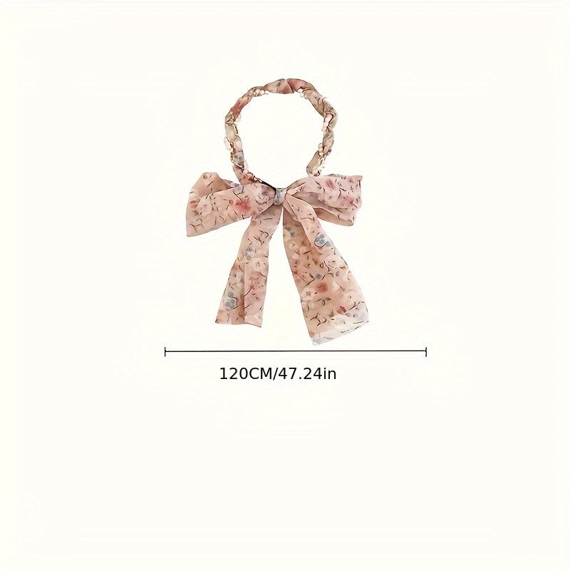 Floral Ribbon Hairband for Women with French Style, ideal for Elegant & Cute Summer Look