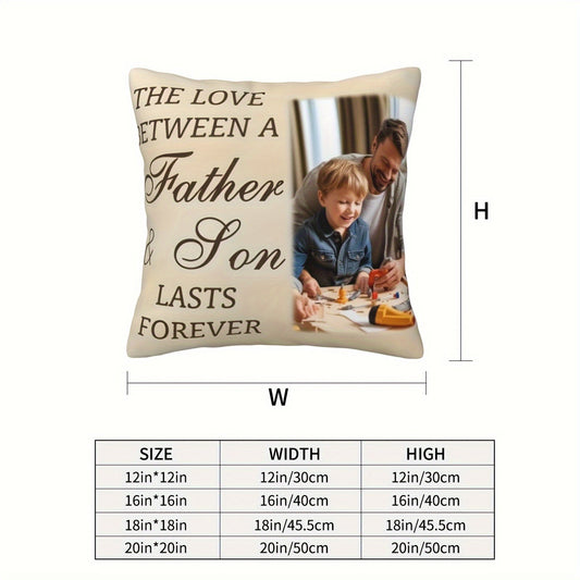 Personalized Photo Pillowcase - Eternal Bond Between Father & Son: Ideal Gift for Father's Day, Christmas, Thanksgiving, Birthday, or Home Decor, Suitable for Ages 14 and Up