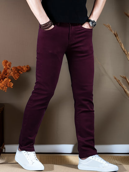 Men's Casual Skinny Fit Jeans, a versatile classic denim pant for all seasons.