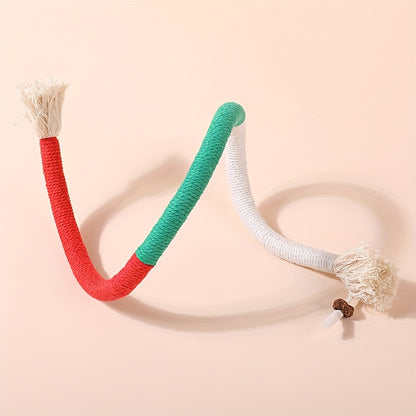 1 piece of durable cat bite rope toy for indoor cats, designed for teeth grinding and oral cleaning.