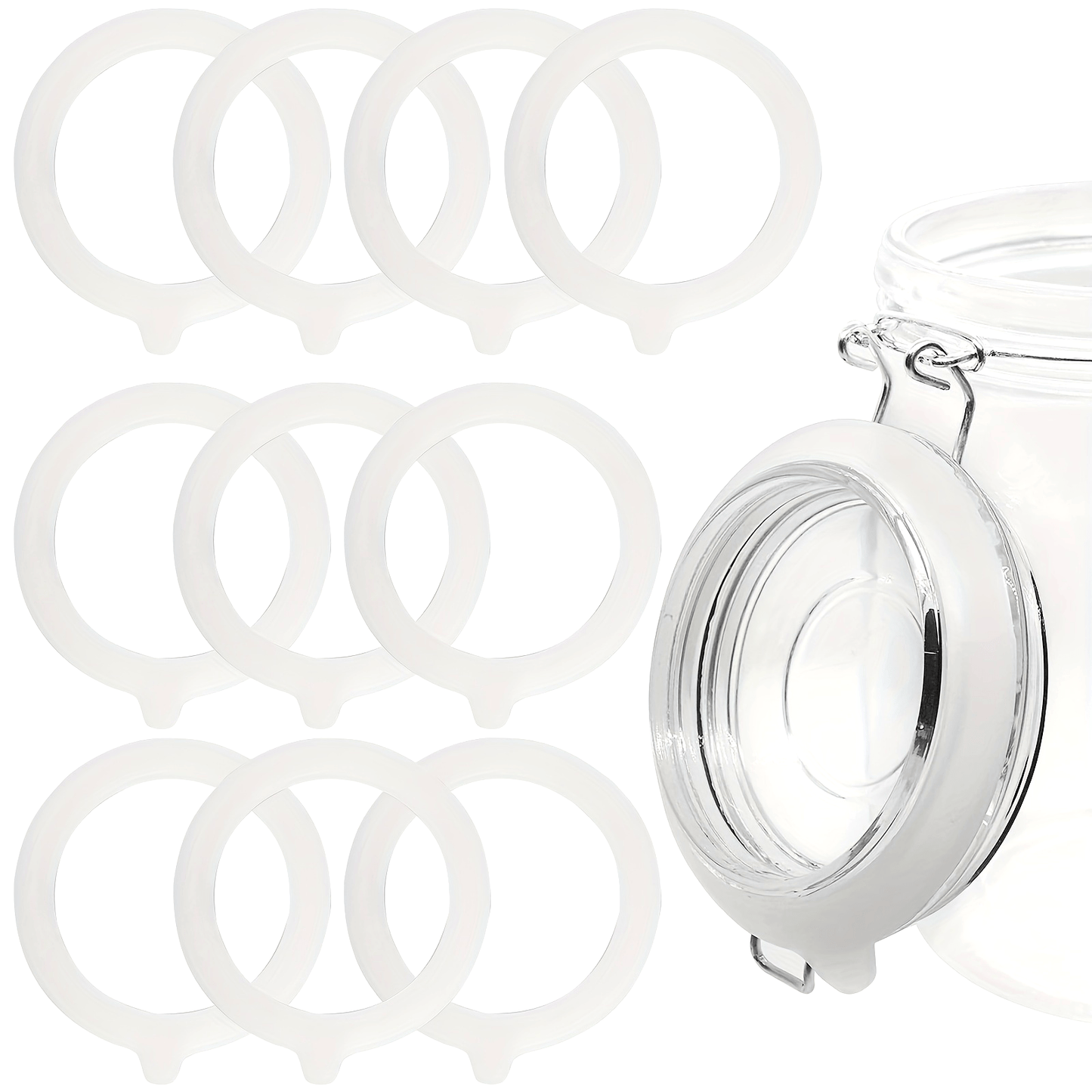 Set of 10 White Silicone Can Sealed Rings for Ordinary Cans, Jars, and Bottles. Perfect for Kitchen Organization and Storage. Essential Kitchen Accessories.