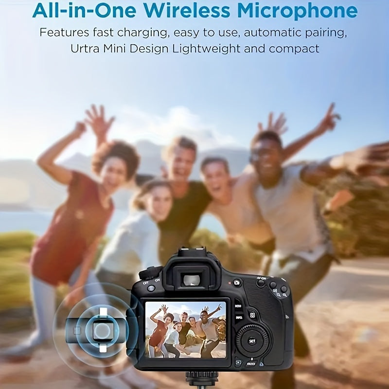 3-in-1 wireless lavalier microphone for mobile phones, Android, smartphones, cameras, and computers, ideal for video interviews, podcasts, and vlogs.