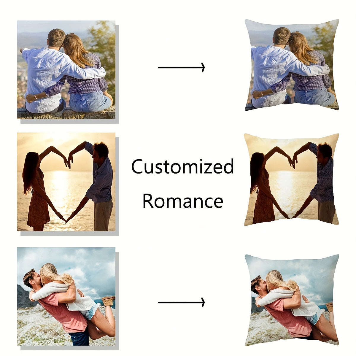 Customized pillow cover for any occasion: Valentine's Day, Christmas, Thanksgiving, New Year. Makes a great home decoration or gift for family, wedding anniversaries. Features single-sided printing with no pillow core included.