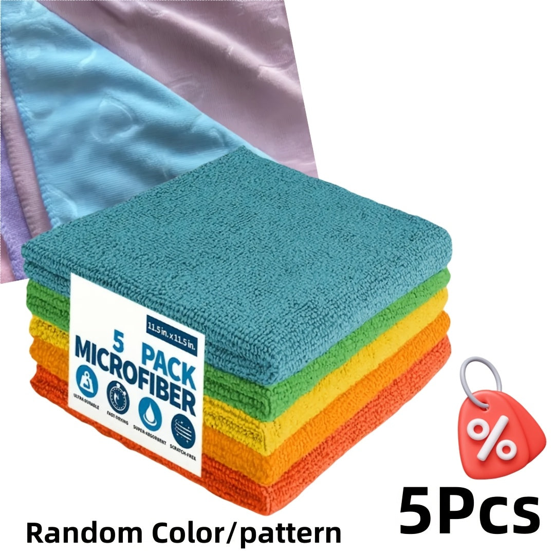 Pack of Microfiber Cleaning Cloths - Made from Woven Polyester, Ensures Streak-Free Shine on Multiple Surfaces such as Outdoor, Bathroom, Kitchen, and Patio - Highly Absorbent Towels, Ideal as Gifts for Christmas or Halloween