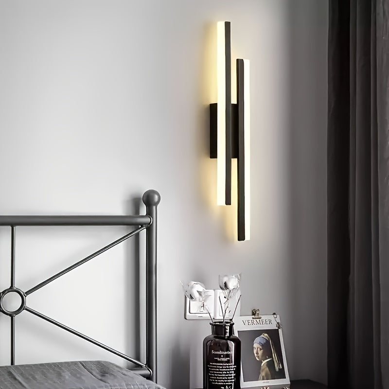 Sleek LED wall sconce with aluminum shade, flush mount, 3000K, hardwired for bedroom, 110V-240V.