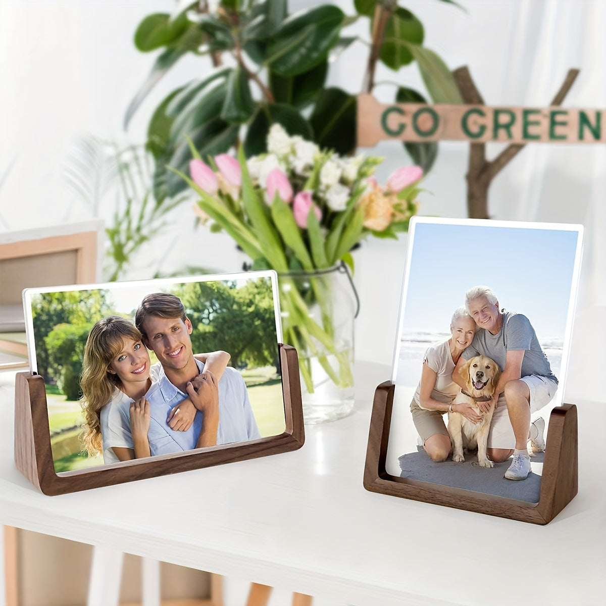 Enhance Your Décor with Rustic Wooden Picture Frames - Available in 4x6 & 7x5 Sizes. Featuring a Stylish Country Design with Walnut Base and HD Shatterproof Acrylic Cover for Tabletop or Bedroom Display. Enjoy Free Photo Printing Included!