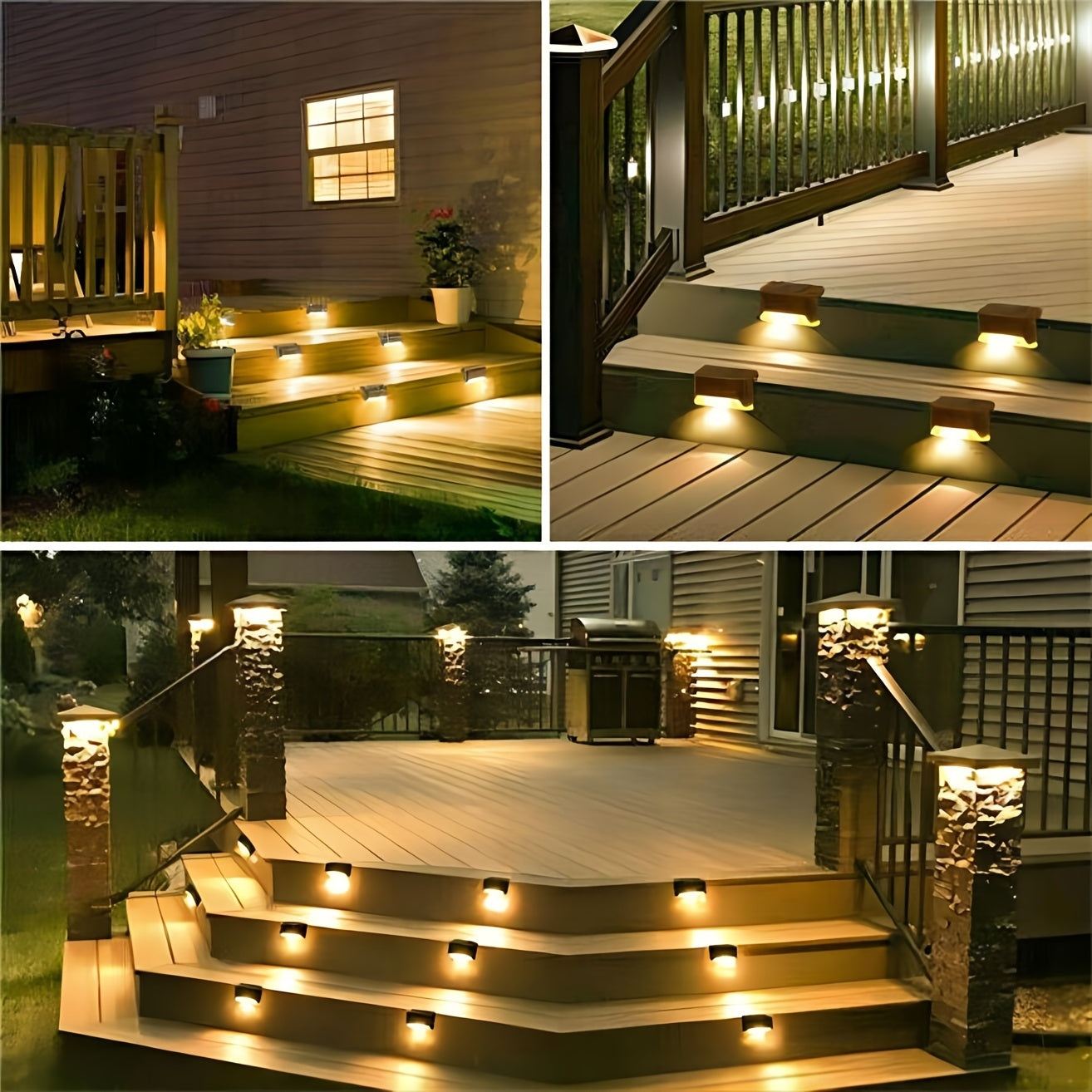 16/12/4pcs Solar Step Light for Outdoor LED Deck Stair, with multiple color options.