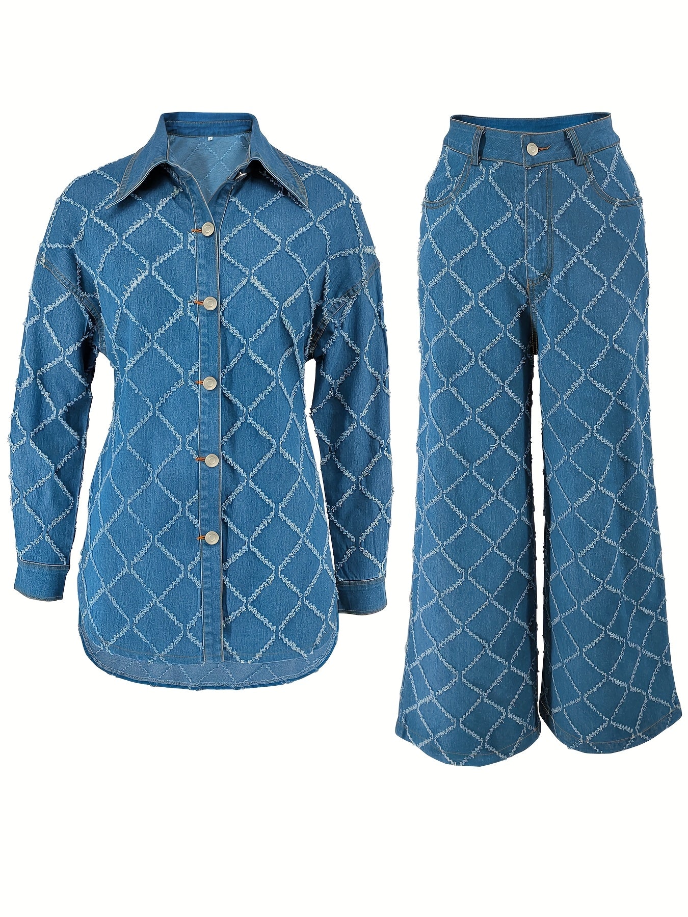 Women's Plaid Craft Denim Two-piece Set, item number 218571