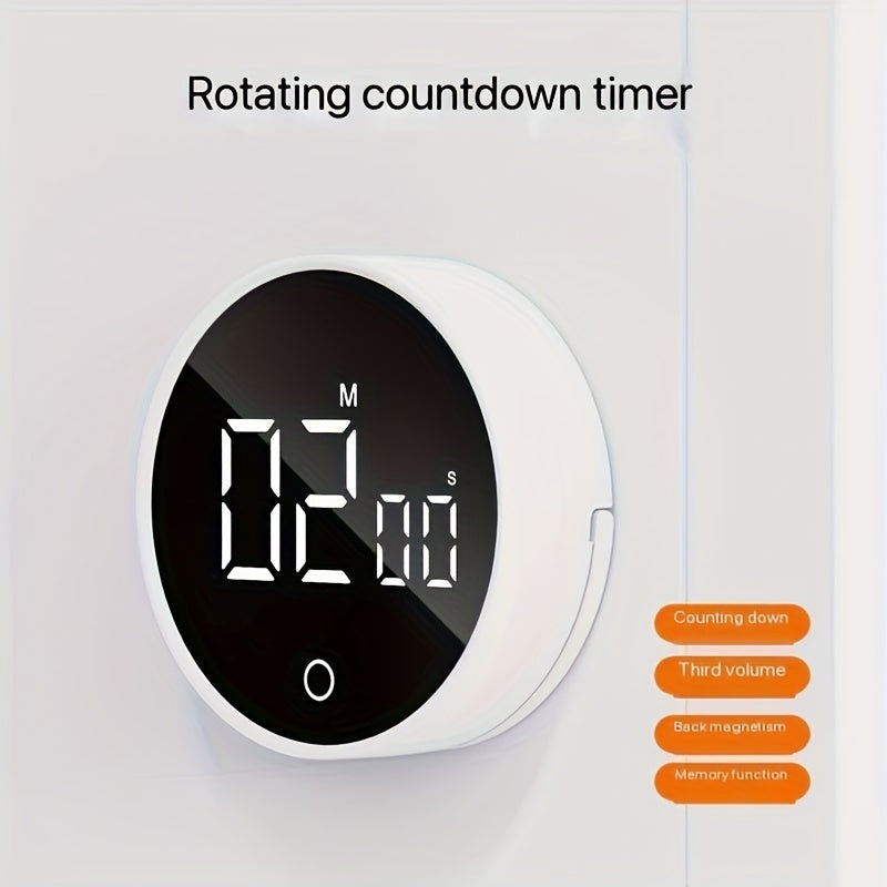 Whisper Quiet LED Kitchen Timer - Swiveling, Battery-Operated (AAA), Ideal for Cooking & Beauty Regimens