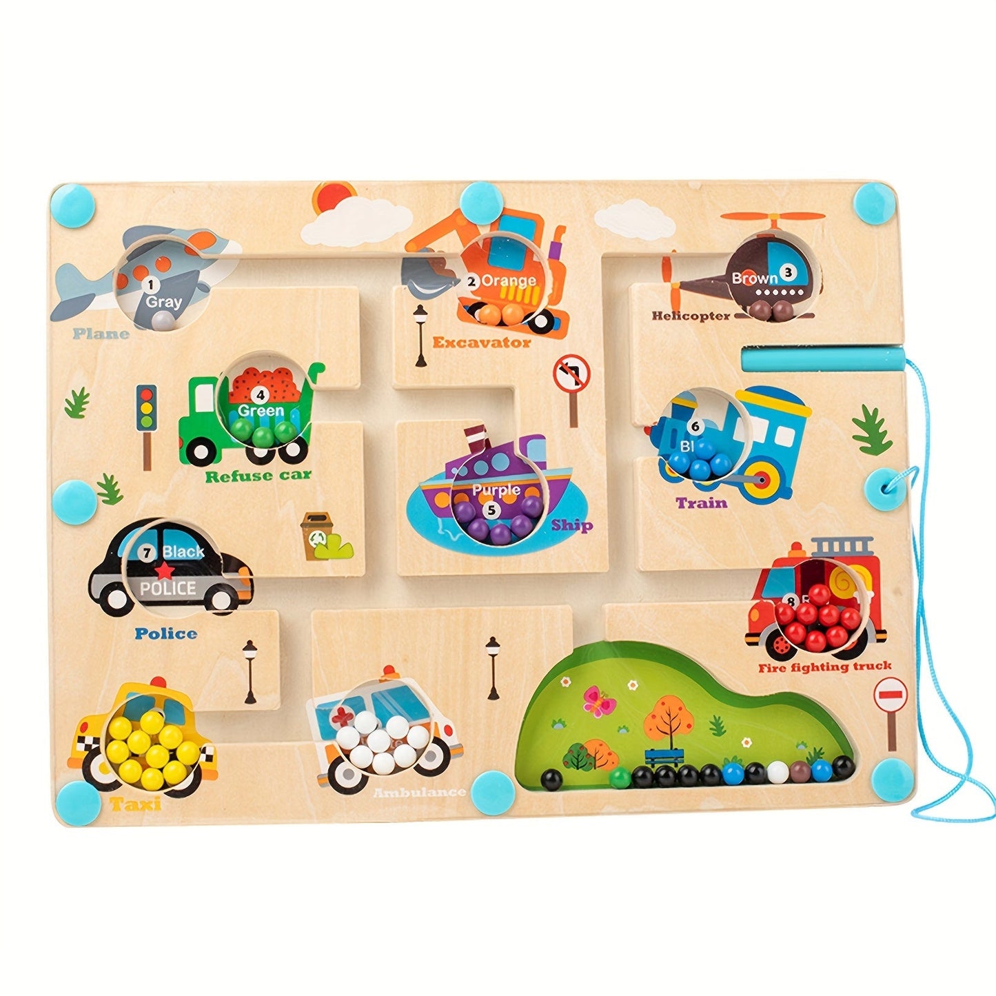 Dinosaur Wooden Magnet Maze Game - Magnetic Color and Number Maze Puzzle Board for Learning Counting and Matching, Fine Motor Skills Development Travel Toy for Boys and Girls - Ideal Birthday Gift