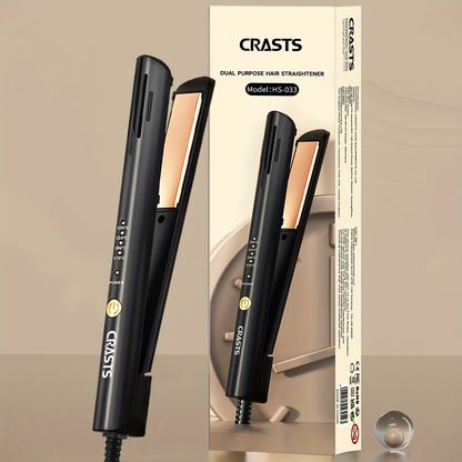 CRASTS Professional Hair Straightener & Curler with adjustable temperature settings, digital display, ergonomic design for smooth, frizz-free hair. Unisex styling tool.