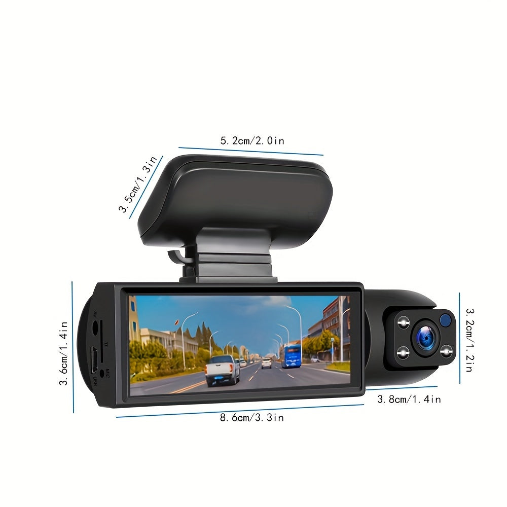 OUYAAQII 1080P Dual Lens Car Dash Cam with Gravity Sensor, Auto Loop Recording, 64GB Memory, 12-Hour Battery Life, Aluminum Cooling Case, Front & Interior Video Capture, Easy Adhesive Mount.