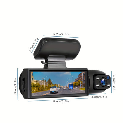 OUYAAQII 1080P Dual Lens Car Dash Cam with Gravity Sensor, Auto Loop Recording, 64GB Memory, 12-Hour Battery Life, Aluminum Cooling Case, Front & Interior Video Capture, Easy Adhesive Mount.