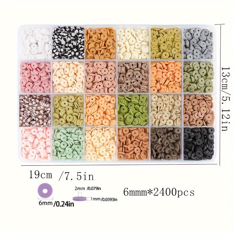 2400 pieces of Multicolor Pottery Clay Slice Loose Beads for creating DIY Bracelets, Necklaces, and Earrings. Ideal for Jewelry Making Accessories.