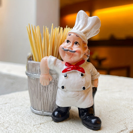 1 Pack of Chef Figurine Toothpick Holder made of ABS Resin - Perfect Tabletop Decor for Kitchen and Dining, Great Gift for Father's Day, Mother's Day, Graduation, or National Freedom Day