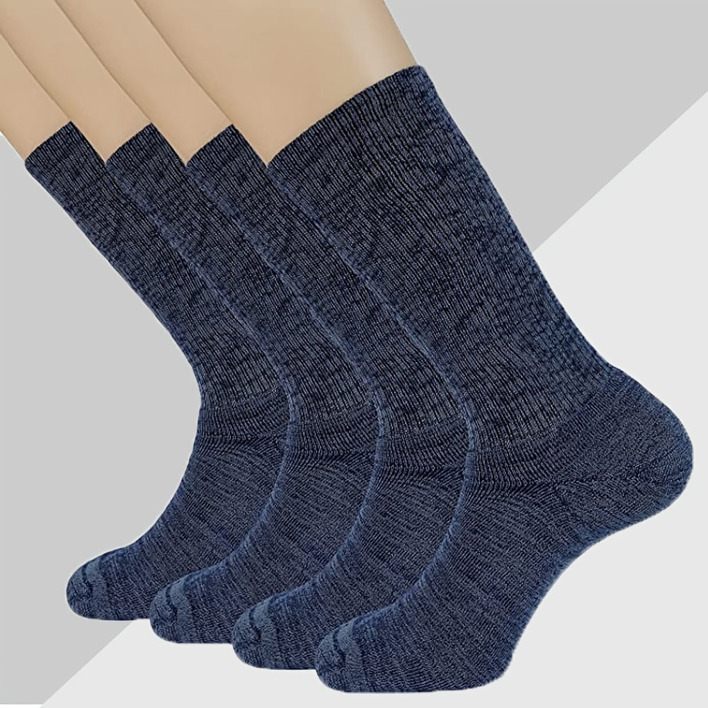 Men's bamboo full cushion socks for running and hiking, moisture-wicking and athletic crew style, 4 pairs.