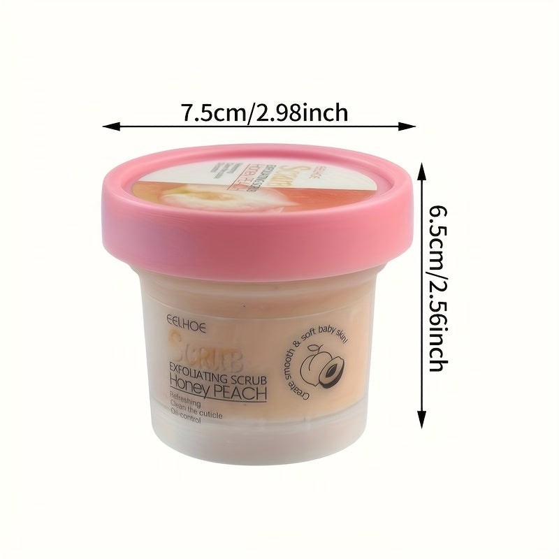 EEHOE Honey Peach Body Scrub Cream (3.53oz) - Deeply cleanses and exfoliates for soft skin. Suitable for all skin types. Contains glycerin.