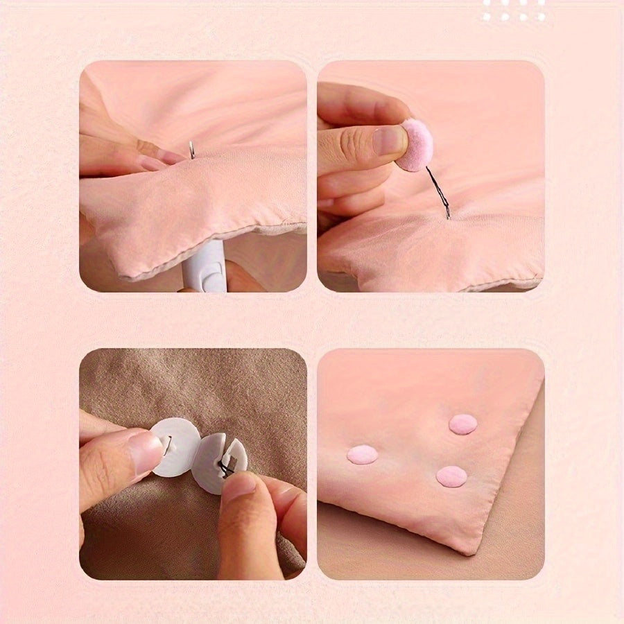 Set of 8 Quilt Duvet Cover Clips, Each with 1.98 cm Snap Fasteners and an Auxiliary Device. These Reusable Anti-Slip Comforter Clips come with Detachable Duvet Snap Buttons for Securely Holding Bedding in Place.