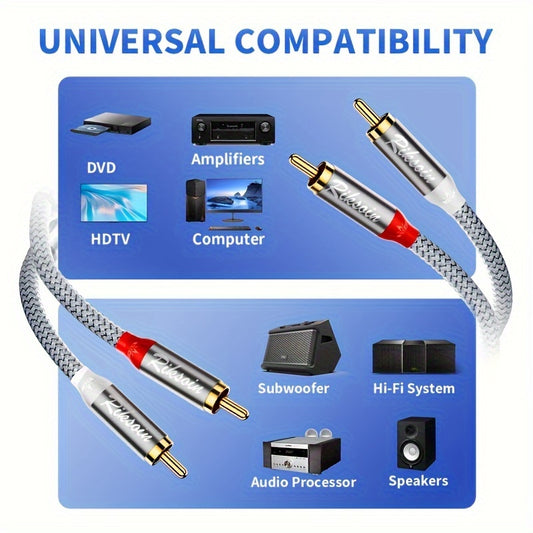 RIKSOIN Yuqori Sifatli Audio Kabeli Ikki Magnit Halqasi Bilan: 2RCA Erkakdan 2RCA Erkakka Stereo Audio Kabeli Uy Teatriga, HD TV, Kuchsizlantiruvchilar, Hi-Fi Tizimlari, Dinamiklar uchun, Aralashuvga Qarshi