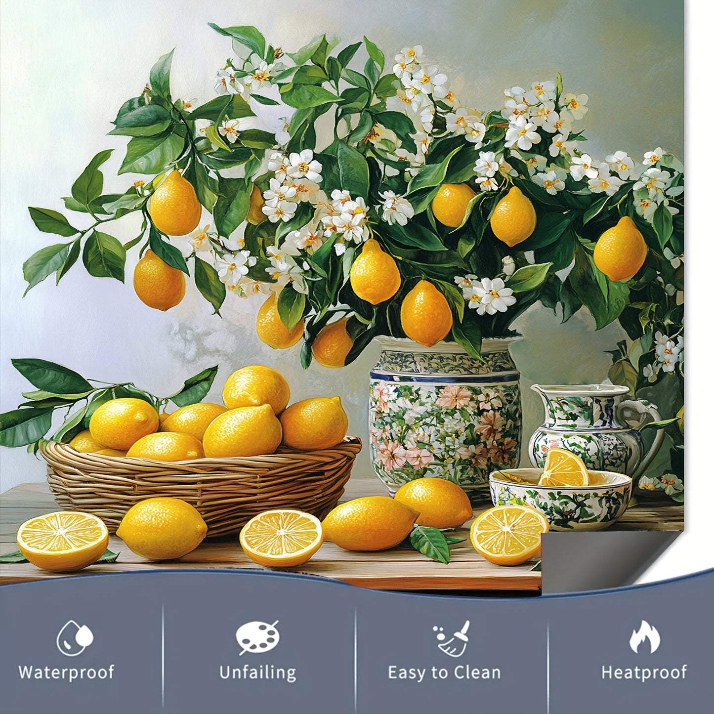 Decorate your kitchen with this lemon bouquet magnetic cover! This waterproof and heat-resistant sticker is perfect for your dishwasher, refrigerator door, or electrical panel. Easy to clean and no electricity required, this sticker measures 58.5 x 65.0