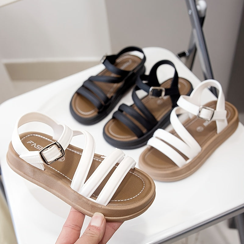 Quick-dry, fashionable girls' sandals for beach and outdoor activities with adjustable hook-and-loop closure and open-toe design.