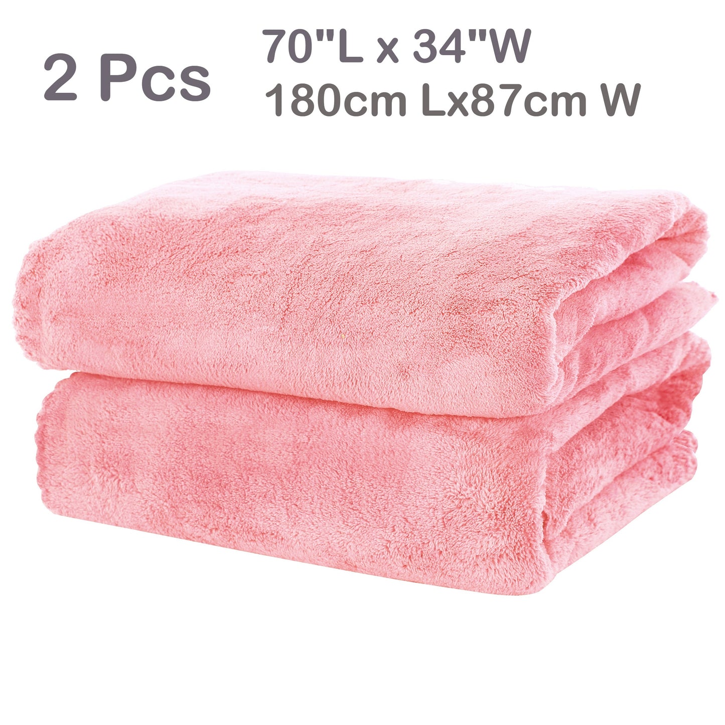 2-piece premium bath towel set made of fluffy polyester coral velvet, highly absorbent and versatile for use in the bathroom, fitness, sports, travel, and as gifts for men and women.