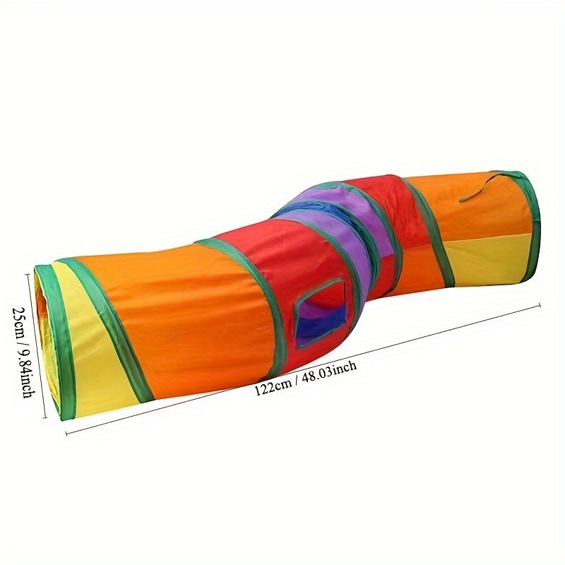 Foldable cat tunnel also suitable for dog training, storage, and interactive play with pet toys.