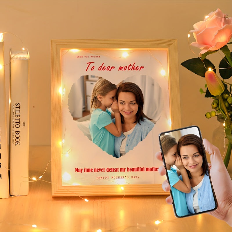 Customize your Mother's Day memories with a personalized photo frame - A unique gift and wooden desktop decoration.