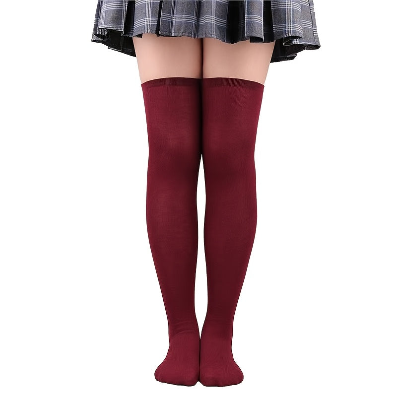 Basic Thigh-High Socks, College Style, Women's Stockings & Hosiery