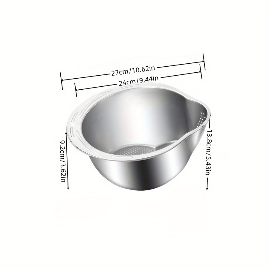 The Stainless Steel Draining Basket: A Must-Have for Washing Rice, Rinsing Fruits, and Draining Water in Your Kitchen at Home.