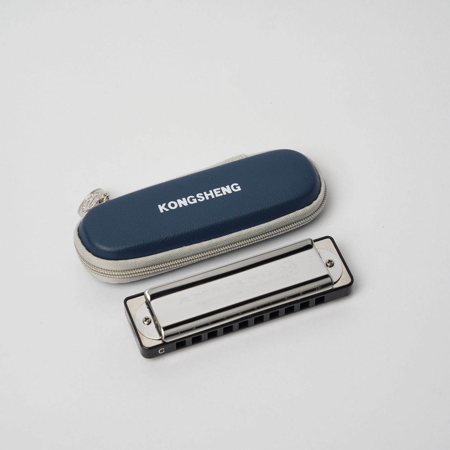 KONGSHENG Amazing 20 10-hole Diatonic Harmonica - Perfect for beginners and professionals. Includes zipper case, plastic comb, stainless steel cover, brass plate and phosphor bronze reeds.