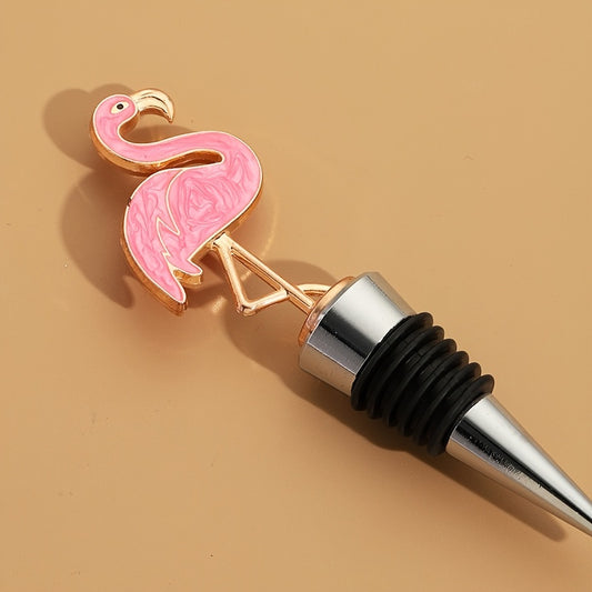 1 piece Flamingo Bottle Stopper for wine lovers and home bars, made of resin for decoration and gifting.