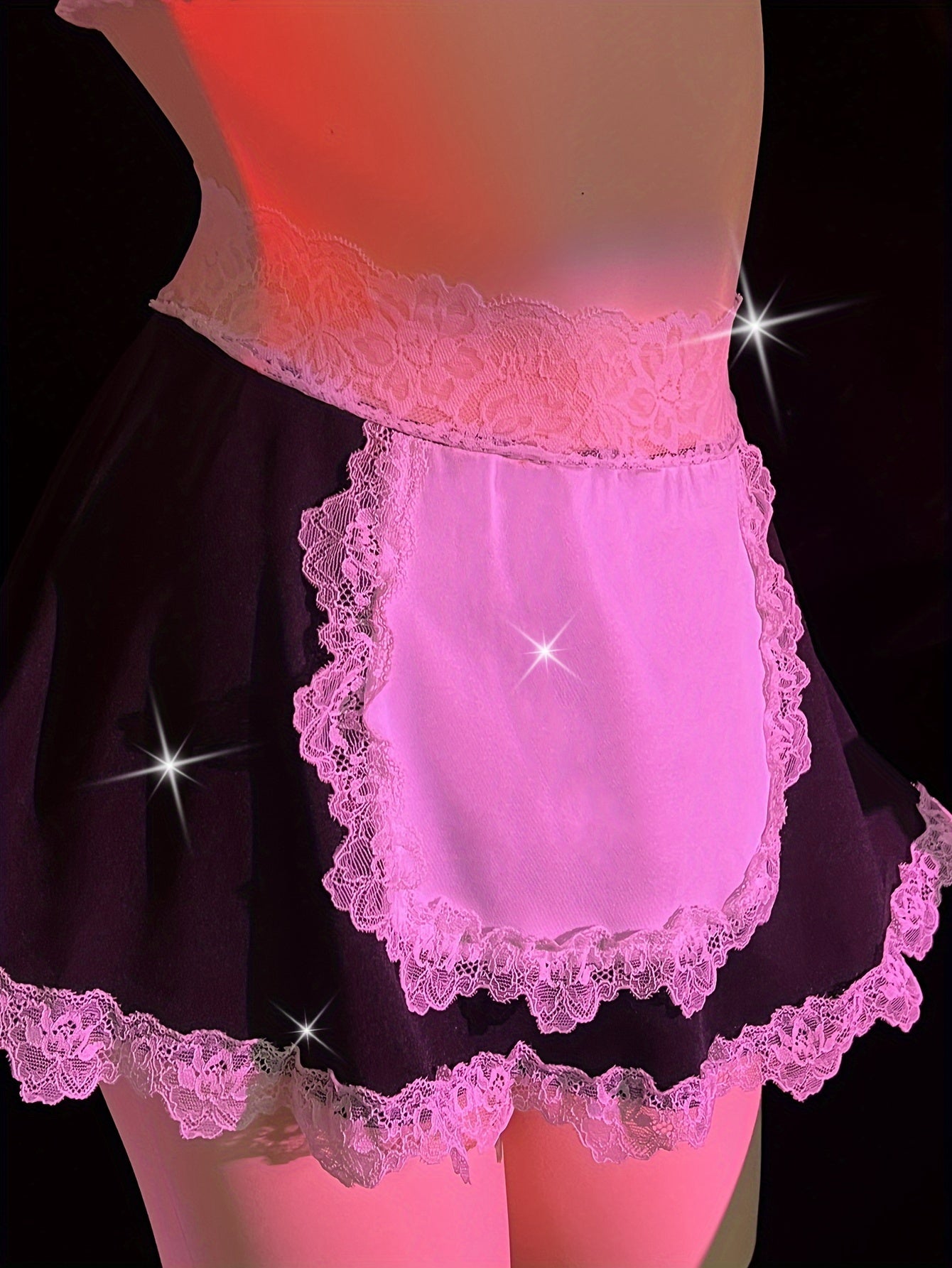 Stylish off-shoulder maid costume with sexy lace detail, made from a blend of polyester and elastane, not see-through - ideal for role play.