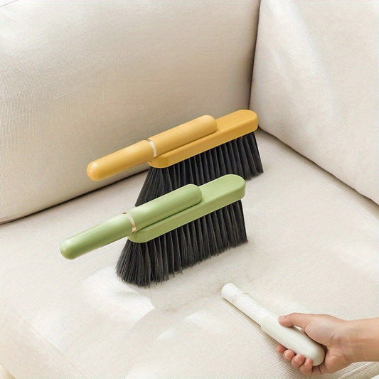 Versatile Soft Bristle Handheld Brush for Clothing, Blankets & Carpets - No Shedding, Small Broom Head for Dual Use - Ideal for Bedroom, Kitchen, Living Room & Car Interior Cleaning.