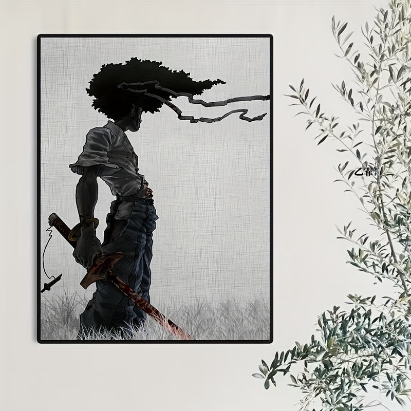 African Samurai Anime Poster for Room Decor without Frame